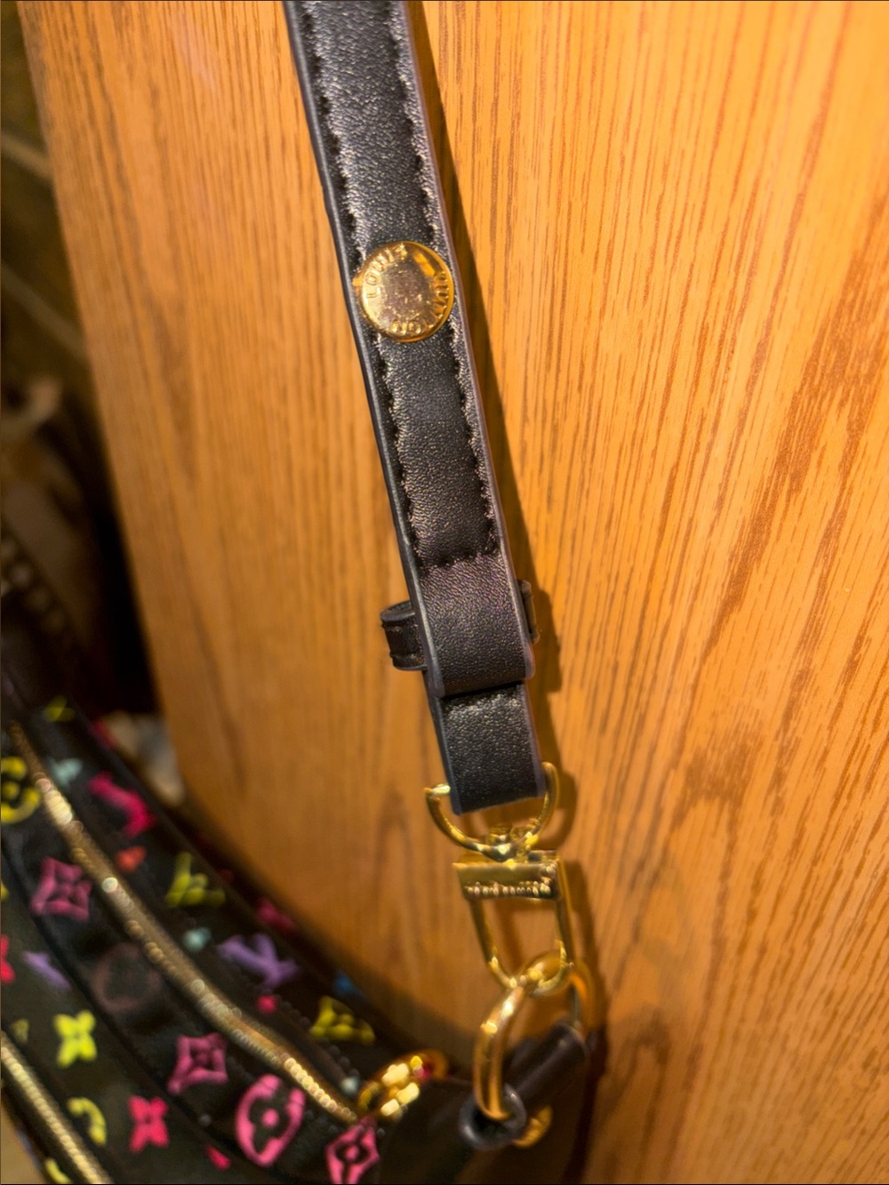 Black Multicolor Monogram Crescent Shoulder Bag - Picture 10 of 10